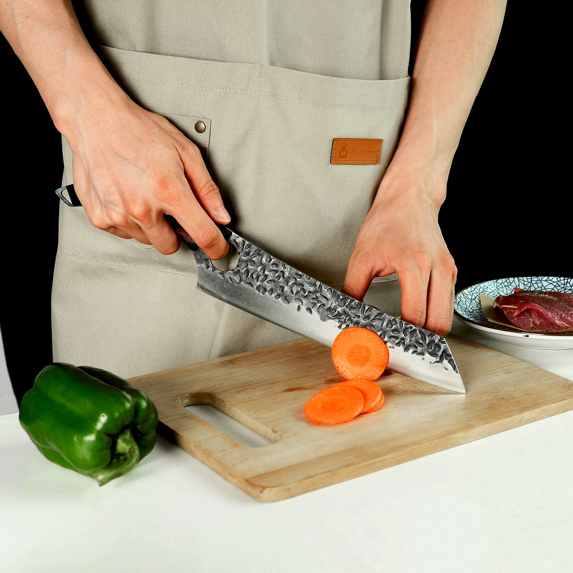 

XYj японский кухонный нож 8,5 дюйма, кухонные ножи из нержавеющей стали для шеф-повара, нож для ловли рыбы и косточек с деревянной ручкой