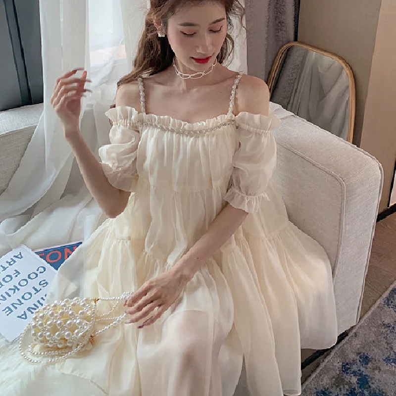 Summer Beach Elegant Strap Dress Women 2021 Off Shoulder Ruffle Korean Fashion Sweet Dress Solid Short Sleeve Boho Casual Dress
Summer Beach Elegant Strap Dress Women 2021 Off Shoulder Ruffle Korean Fashion Sweet Dress Solid Short Sleeve Boho Casual Dress