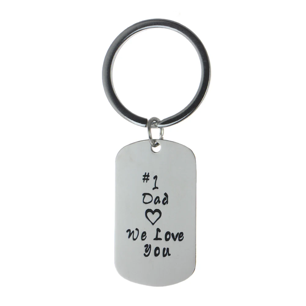 

12PC Dad We Love You Dog Tag Keyrings Stainless Steel Charm Pendant Keychains Family Love Dad Daddy Papa Father's Birthday Gifts