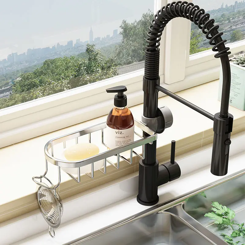 Kitchen Storage Rack Black Sink Sponge Faucet Hanging Basket Drain Rack Telescopic Accessories 
Kitchen Storage Rack Black Sink Sponge Faucet Hanging Basket Drain Rack Telescopic Accessories