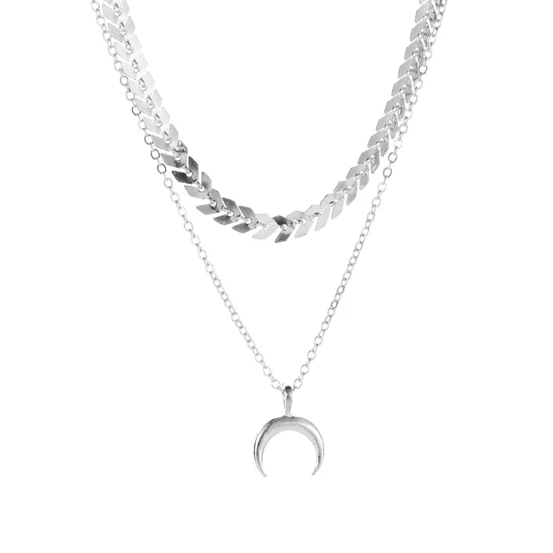 Fashion Sexy Double Moon Fishbone Chain Trend Personality Pendant Necklace Alloy Jewelry layered Clavicle chain
Fashion Sexy Double Moon Fishbone Chain Trend Personality Pendant Necklace Alloy Jewelry layered Clavicle chain