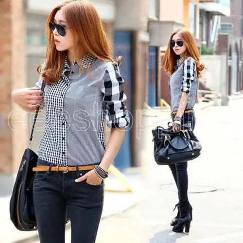 NEW Womens Blouse Striped Plaids Long Sleeve Shirt Ladies Top Checked Shirts Loose Casual Blouse Tops
NEW Womens Blouse Striped Plaids Long Sleeve Shirt Ladies Top Checked Shirts Loose Casual Blouse Tops