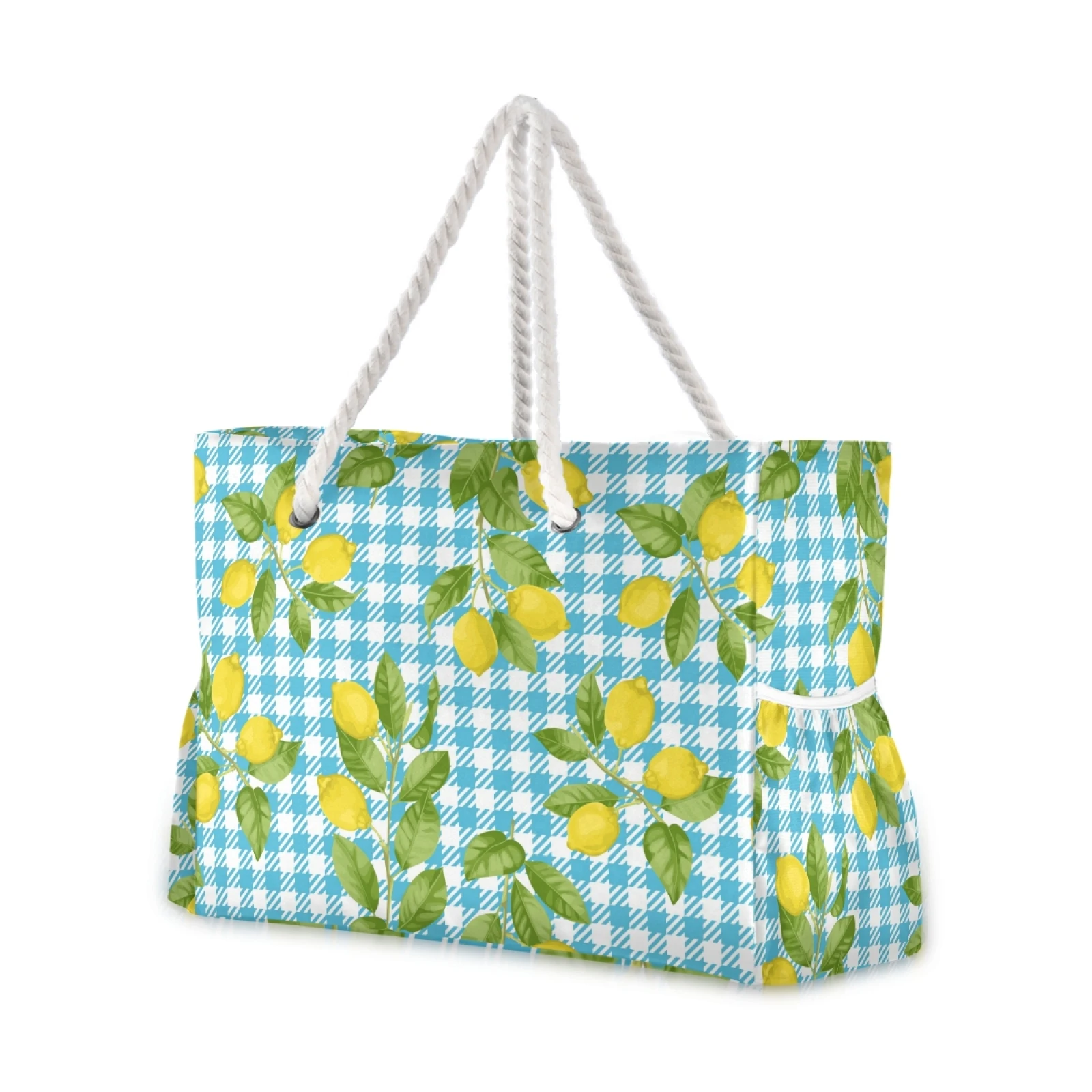 

Роскошная сумка 2021, Женская нейлоновая сумка через плечо, бесшовная пляжная сумка с принтом лимона и клетки, брендовая модная вместительная...