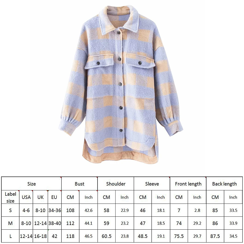 Plaid Wool Shirt Women Long Turn-down Collar Coat Elegant Classic Overcoat Winter Pockets Plaid coat Cardigan jacket
Plaid Wool Shirt Women Long Turn-down Collar Coat Elegant Classic Overcoat Winter Pockets Plaid coat Cardigan jacket