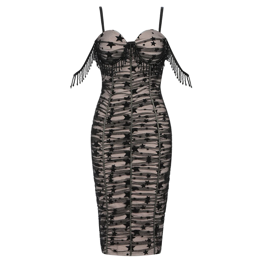 High Quality Sexy Mesh Bodycon Dresses Star Women Spagehtti Strap Black Mace Elegant Dress Party Club 
High Quality Sexy Mesh Bodycon Dresses Star Women Spagehtti Strap Black Mace Elegant Dress Party Club