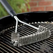 Triangle Wire Barbecue Cleaning Brush Portable Anti Rust Durable Handheld Stainless Steel Wire BBQ Grill Brush For Home Kitchen