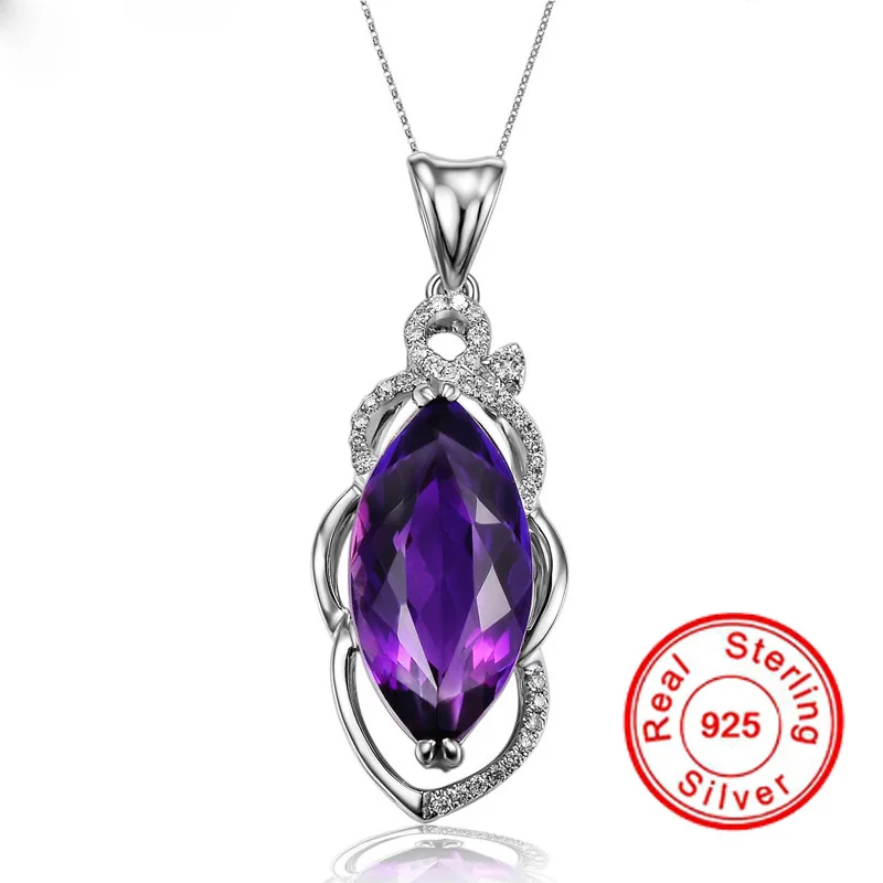 Luxury Amethyst Pendant Necklace For Women 925 Silver Color Purple Gemstone Diamond Pendant Wedding Anniversay Fine Jewelry
Luxury Amethyst Pendant Necklace For Women 925 Silver Color Purple Gemstone Diamond Pendant Wedding Anniversay Fine Jewelry