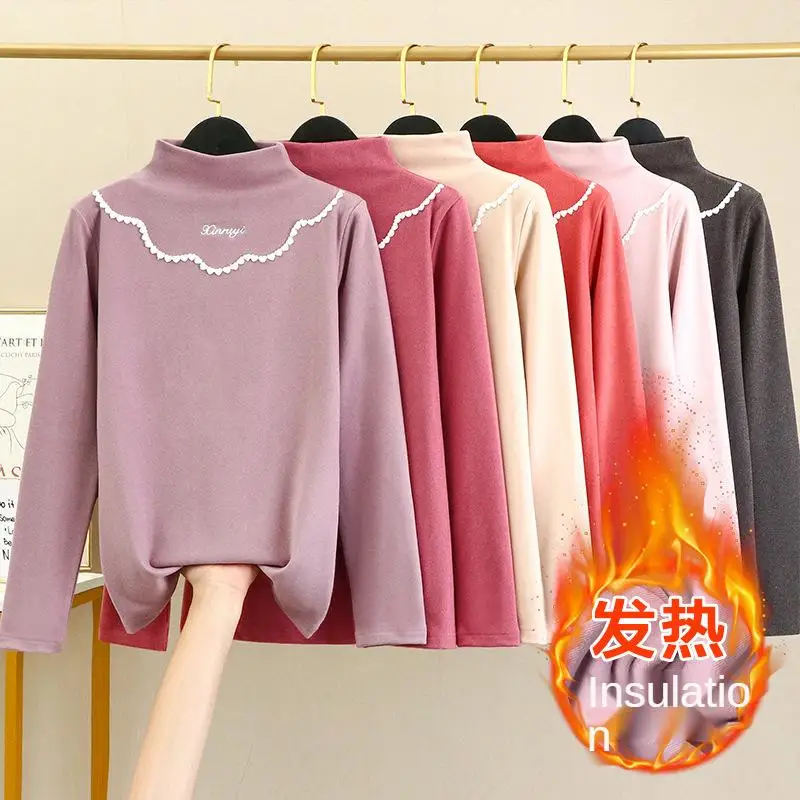 Half high neck bottoming shirt women double-sided plus velvet thickening heating T-shirt with slim top
Half high neck bottoming shirt women double-sided plus velvet thickening heating T-shirt with slim top