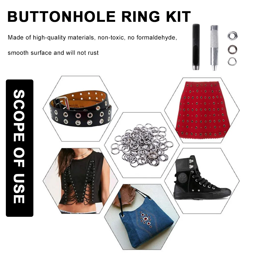 100pcs Metal Eyelets Set Grommets Rings Kit with Mounting Punch Rods for DIY Parts Leather Craft Clothing Repair Sewing Supplies
100pcs Metal Eyelets Set Grommets Rings Kit with Mounting Punch Rods for DIY Parts Leather Craft Clothing Repair Sewing Supplies