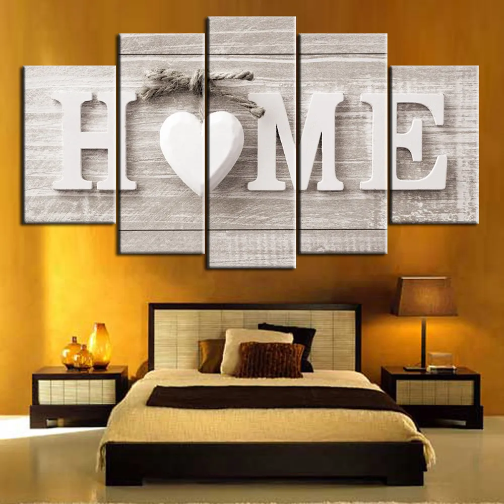 5 панелей на холсте без рамки Настенная картина с надписью Love HOME художественные