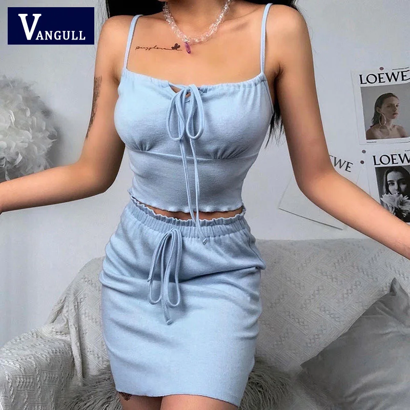 Vangull Cotton 2 Pieces Sets Women Crop Top and Skirt Slash Neck Spaghetti Strap Sleeve Cropped Ruffles Bandage Summer Sets
Vangull Cotton 2 Pieces Sets Women Crop Top and Skirt Slash Neck Spaghetti Strap Sleeve Cropped Ruffles Bandage Summer Sets