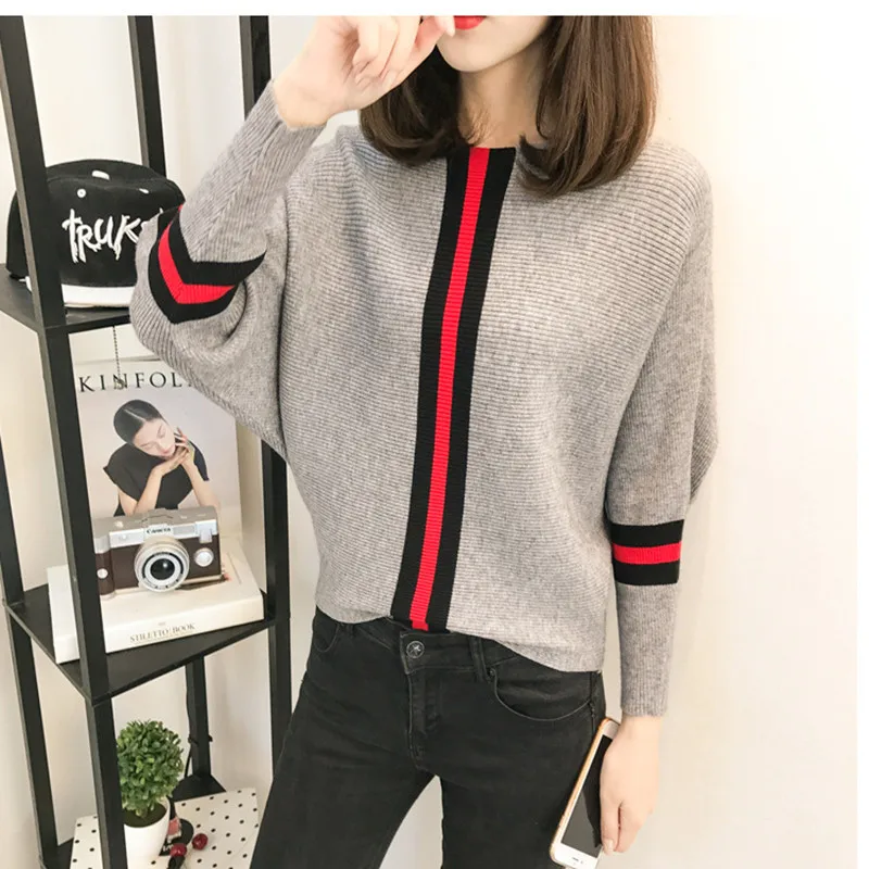 UVRCOS Autumn Women's Korean Version Top with One Neck Stripe Backing Large Size Loose Bat Sleeve T-shirt Sweater for Women
UVRCOS Autumn Women's Korean Version Top with One Neck Stripe Backing Large Size Loose Bat Sleeve T-shirt Sweater for Women