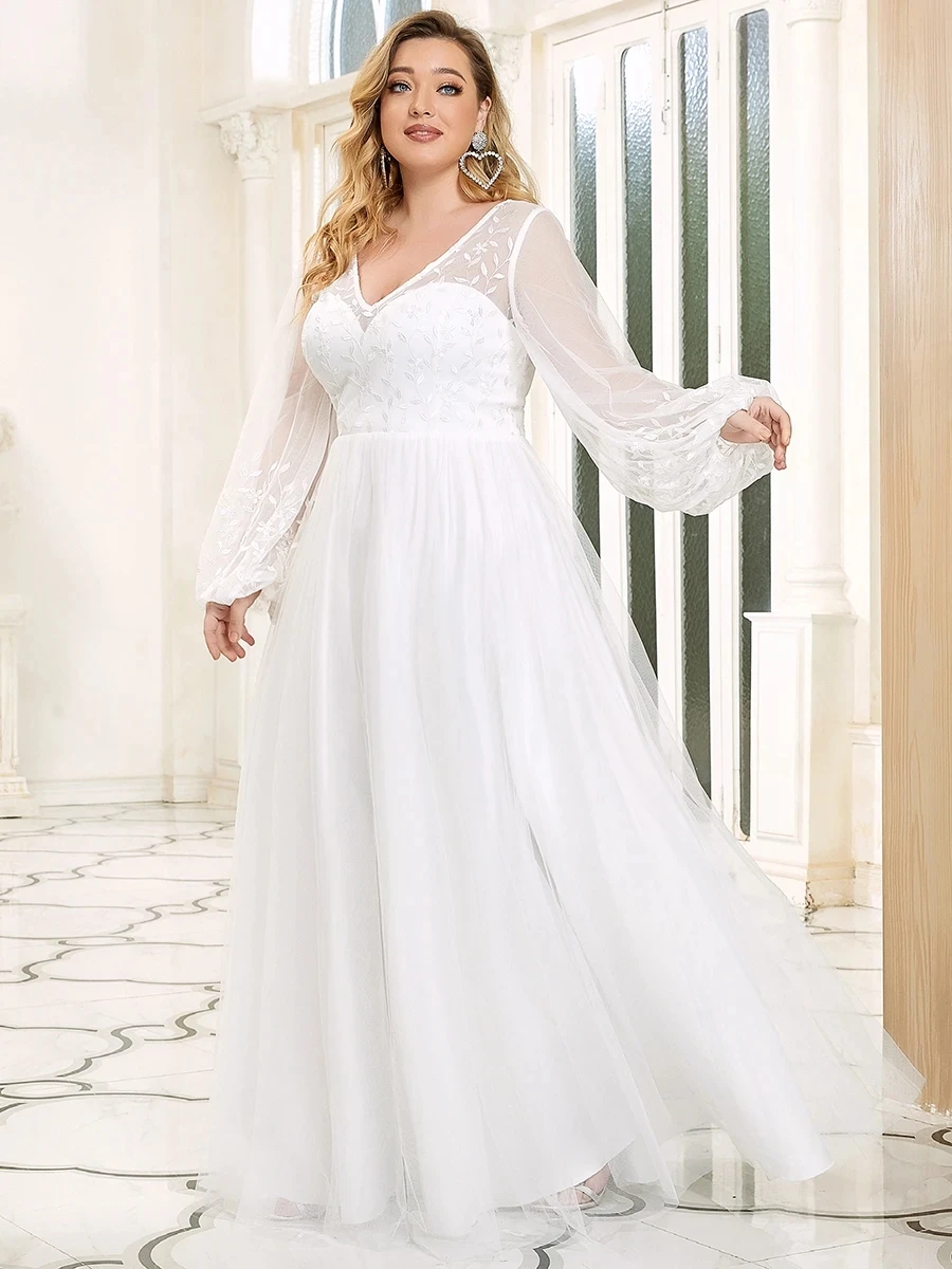 Elegant Wedding Dresses V-neck A Line Long Sleeves Embroidered Wholesale robe de soirée de mariage Ever Pretty Dress
Elegant Wedding Dresses V-neck A Line Long Sleeves Embroidered Wholesale robe de soirée de mariage Ever Pretty Dress