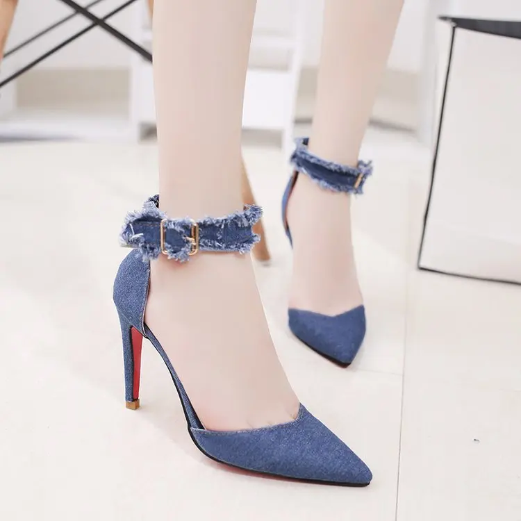 Summer Open Top Fashion Denim Jeans Sandals Women Sandalias Shoes Woman High Heels Chaussure Pointed sandals Female
Summer Open Top Fashion Denim Jeans Sandals Women Sandalias Shoes Woman High Heels Chaussure Pointed sandals Female