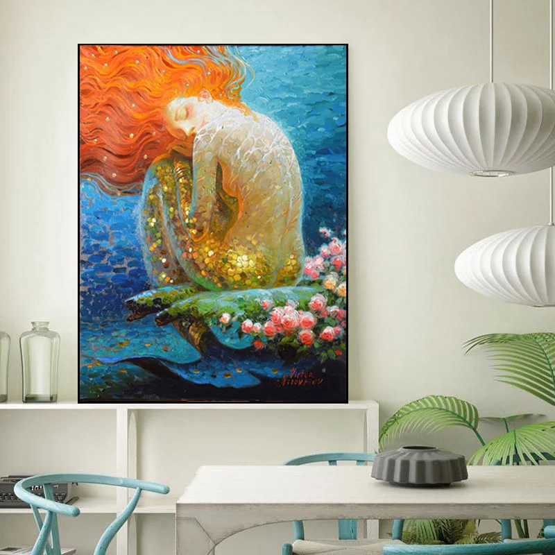 Nordic Abstract Sexy Mermaid Oil Painting Poster and Prints Wall Art Orange Hair Girl Canvas Painting Living Room Home Decor
Nordic Abstract Sexy Mermaid Oil Painting Poster and Prints Wall Art Orange Hair Girl Canvas Painting Living Room Home Decor