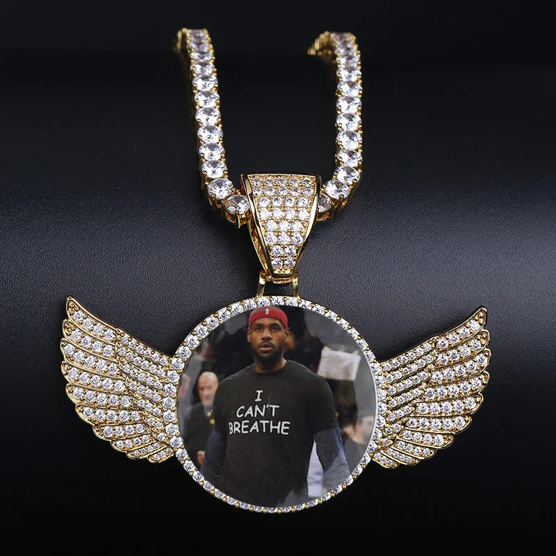 Hip Hop Custom Photo Memory Iced Bling Cubic Zirconia Personalized Wing Necklace Pendant 4mm Tennis Chain Customized Men Jewelry
Hip Hop Custom Photo Memory Iced Bling Cubic Zirconia Personalized Wing Necklace Pendant 4mm Tennis Chain Customized Men Jewelry