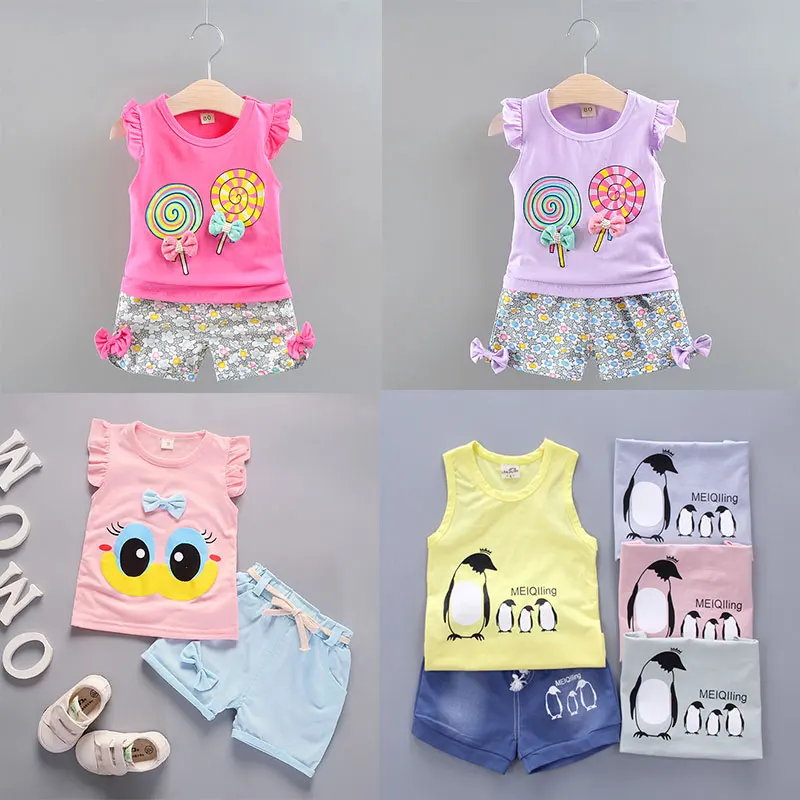 Летняя одежда для маленьких девочек, 2 шт., Детские комплекты для девочек, футболка с леденцом, топ + короткие штаны, комплект одежды для малыш... 
Летняя одежда для маленьких девочек, 2 шт., Детские комплекты для девочек, футболка с леденцом, топ + короткие штаны, комплект одежды для малыш...