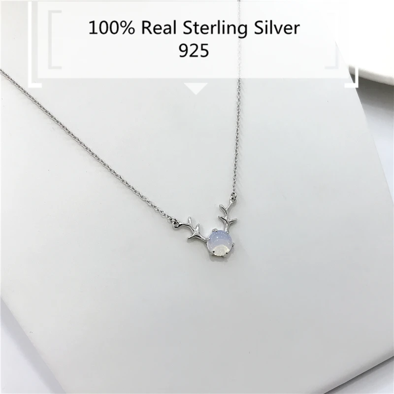 100% Pure 925 Sterling Silver Antler White Opal Pendant necklaces Korean Dongdaemun multicolored elk short Neck Chains INS Femme
100% Pure 925 Sterling Silver Antler White Opal Pendant necklaces Korean Dongdaemun multicolored elk short Neck Chains INS Femme