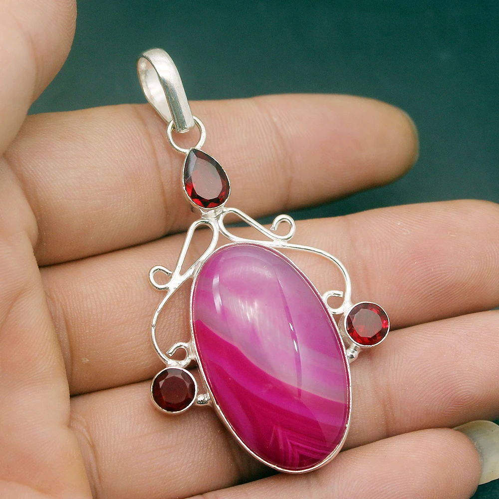 Rare Stylish Pure BotswanaAgate Red Garnet 925 Sterling Silver Color Charms Necklaces Pendant For Women 66mm H246
Rare Stylish Pure BotswanaAgate Red Garnet 925 Sterling Silver Color Charms Necklaces Pendant For Women 66mm H246