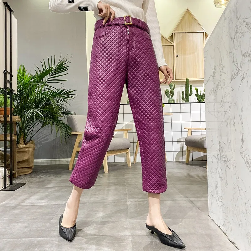 Winter Sheepskin Thicken Warm Straight Pants Office Ladies Genuine Leather Solid Color Belt Plaid Trousers Casual Harem Pants
Winter Sheepskin Thicken Warm Straight Pants Office Ladies Genuine Leather Solid Color Belt Plaid Trousers Casual Harem Pants