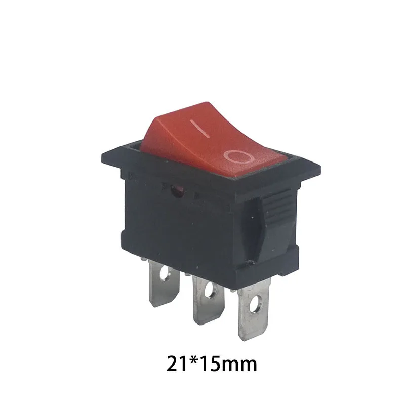 

10pcs/lot KCD101 21*15mm 3PIN SPST switch on off Snap-in ON/OFF Position Snap Rocker Boat switch 6A 250V copper feet
