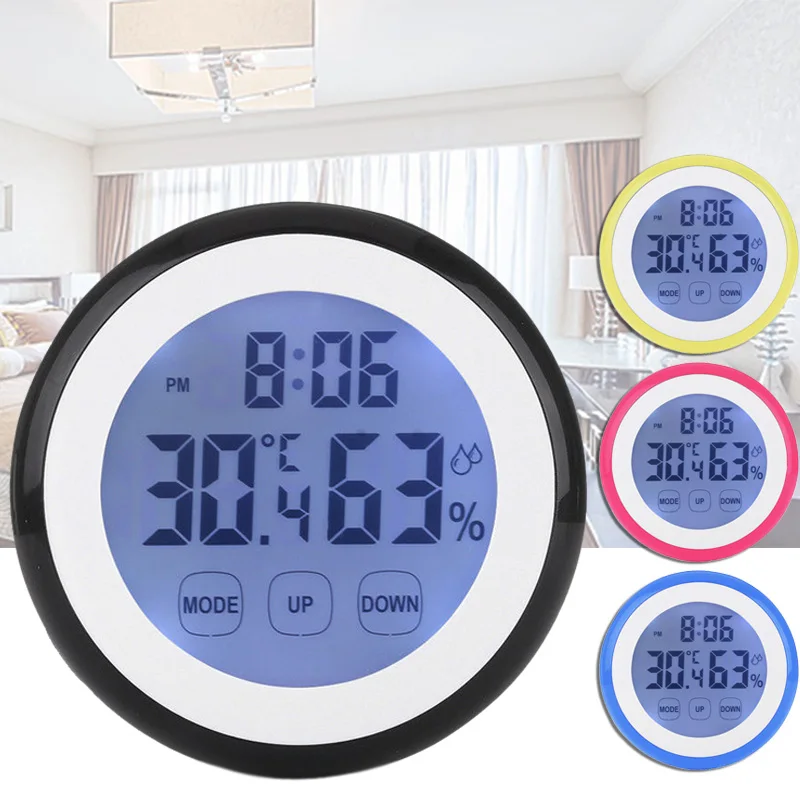Digital Temperature Humidity Time Function Wall Clocks Touch Screen Thermometer Hygrometer For Bedroom ABS+Back Magnet Clock
Digital Temperature Humidity Time Function Wall Clocks Touch Screen Thermometer Hygrometer For Bedroom ABS+Back Magnet Clock