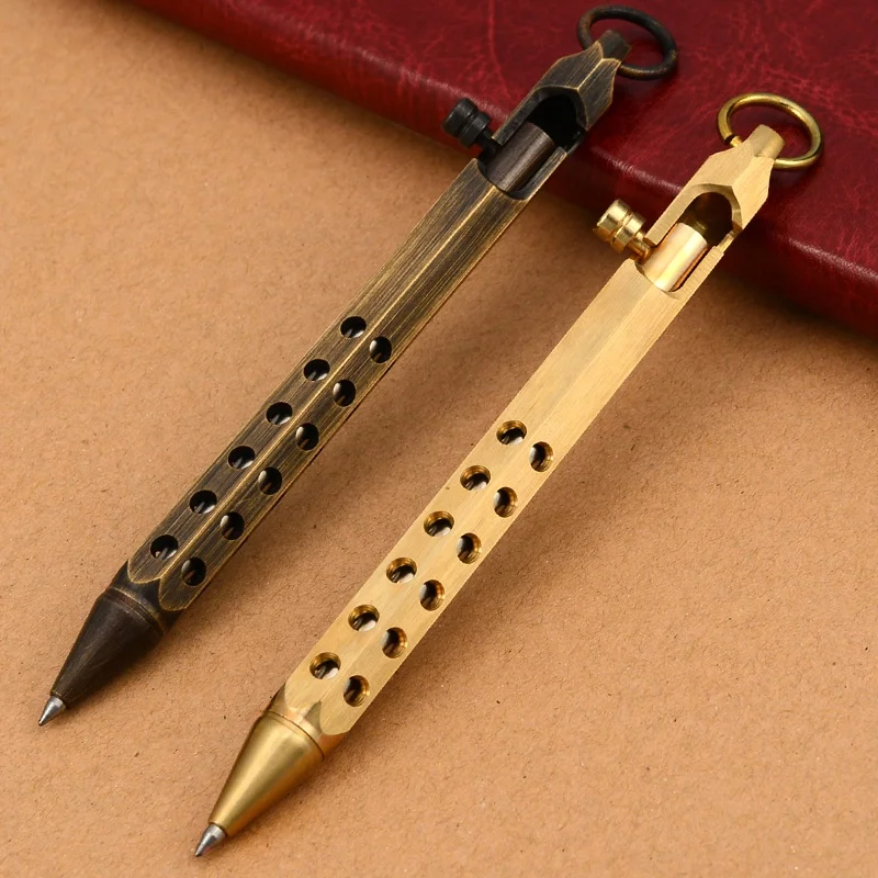 Brass Steel Attack Head Tactical Slim Shape Design Pen Outdoor Sports Saft Emergency Self-defense Supplies With Hanging Ring
Brass Steel Attack Head Tactical Slim Shape Design Pen Outdoor Sports Saft Emergency Self-defense Supplies With Hanging Ring