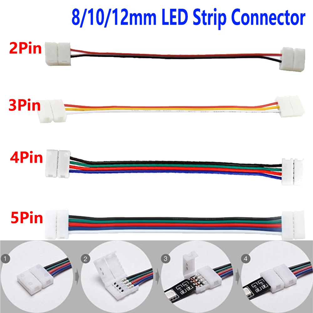 5-100pcs 2/3/4/5 Pin LED Strip Connector for 8mm 10mm 12mm 3528 5050 5630 RGB RGBW IP20 Non-waterproof LED Tape Light to Wire
5-100pcs 2/3/4/5 Pin LED Strip Connector for 8mm 10mm 12mm 3528 5050 5630 RGB RGBW IP20 Non-waterproof LED Tape Light to Wire