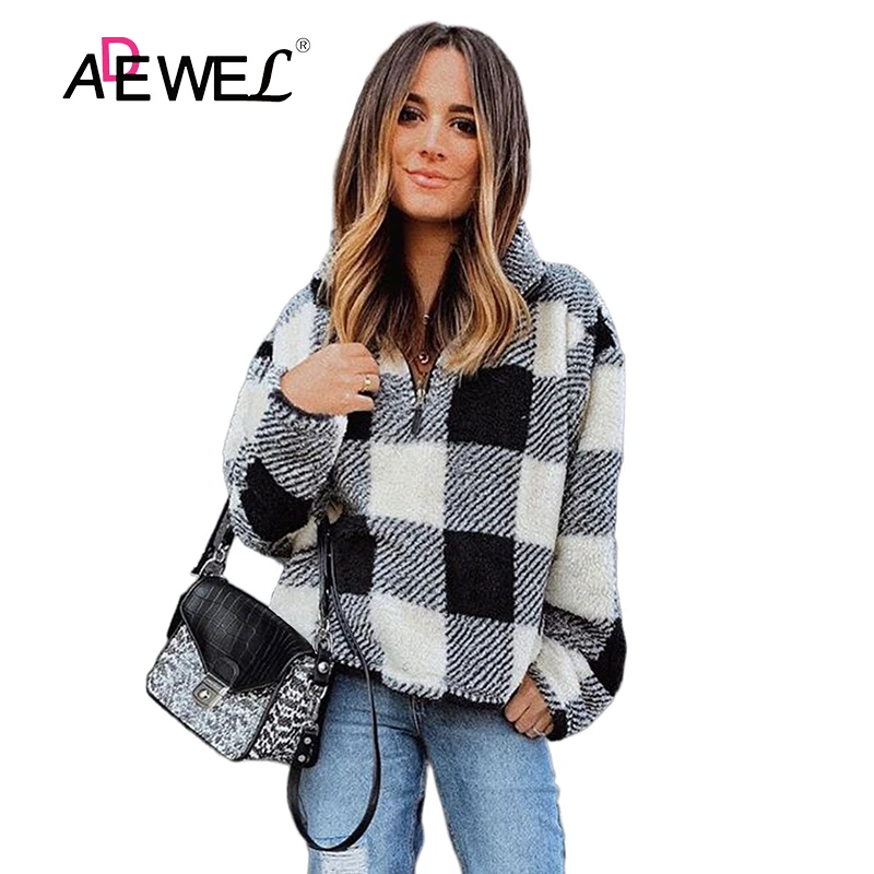 ADEWEL Black Checkered Half Zip Pullover Women Hoodie Autumn And Winter Sudaderas Moletom Ropa De Mujer Bluza Damska 2XL
ADEWEL Black Checkered Half Zip Pullover Women Hoodie Autumn And Winter Sudaderas Moletom Ropa De Mujer Bluza Damska 2XL