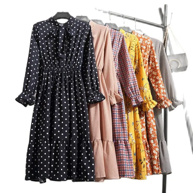 2021 Casual Autumn Dress Ladies Korean Retro Floral Print Chiffon Shirt Dress Long Sleeve Bowknot Mid-Length Dresses Vestido
2021 Casual Autumn Dress Ladies Korean Retro Floral Print Chiffon Shirt Dress Long Sleeve Bowknot Mid-Length Dresses Vestido