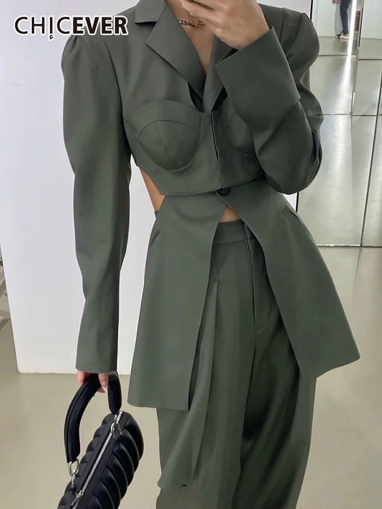 CHICEVER Casual Black Hollow Out Blazer Coat For Women Notched Collar Long Sleeve Split Blazers Female Fashion New Clothing 2021
CHICEVER Casual Black Hollow Out Blazer Coat For Women Notched Collar Long Sleeve Split Blazers Female Fashion New Clothing 2021