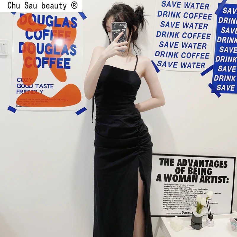 Spring 2022 Fashion Vintage Sexy Split Folds Slim-Fitting Party Women Solid Color Backless Strap Dress Zipper Vestido Female
Spring 2022 Fashion Vintage Sexy Split Folds Slim-Fitting Party Women Solid Color Backless Strap Dress Zipper Vestido Female