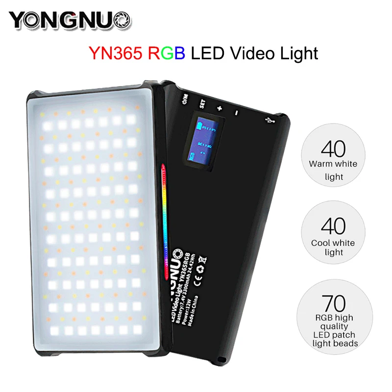 YONGNUO YN365 RGB LED Video Pocket Light 12W On Camera Colorful Photography Lighting For Canon Sony Nikon DSLR YN365RGB
YONGNUO YN365 RGB LED Video Pocket Light 12W On Camera Colorful Photography Lighting For Canon Sony Nikon DSLR YN365RGB