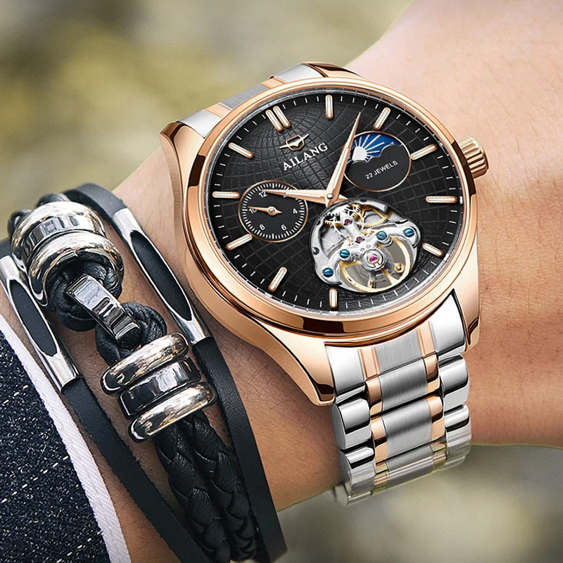AILANG New Business Men's Waterproof Multifunction Tourbillon Stainless Steel Month Display Automatic Machinery Watch 8607DL
AILANG New Business Men's Waterproof Multifunction Tourbillon Stainless Steel Month Display Automatic Machinery Watch 8607DL