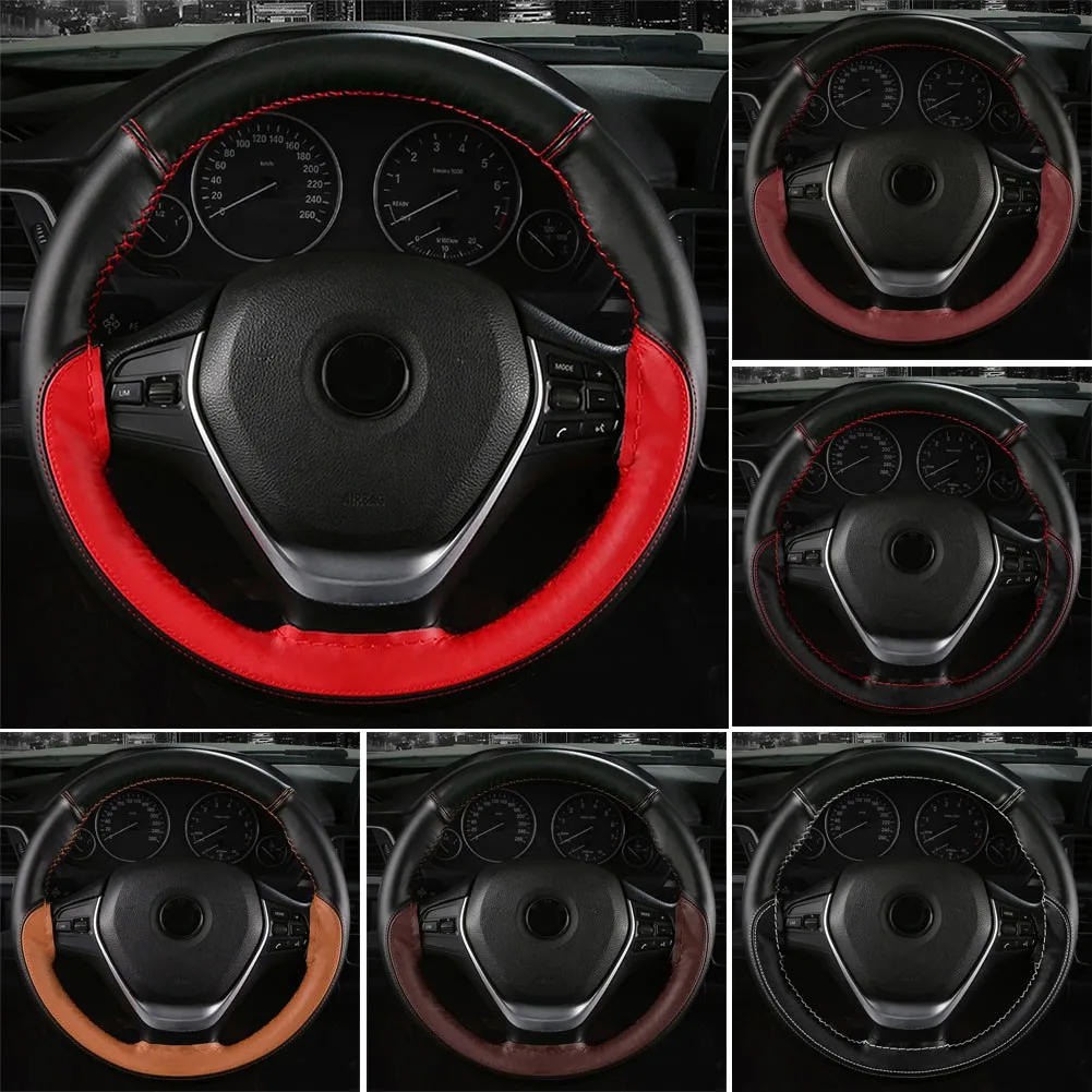 First Layer Cowhide Genuine Leather 38cm Car Auto Steering Wheel Cover DIY Color-blocking Hand-sewn Steering Wheel Cover
First Layer Cowhide Genuine Leather 38cm Car Auto Steering Wheel Cover DIY Color-blocking Hand-sewn Steering Wheel Cover