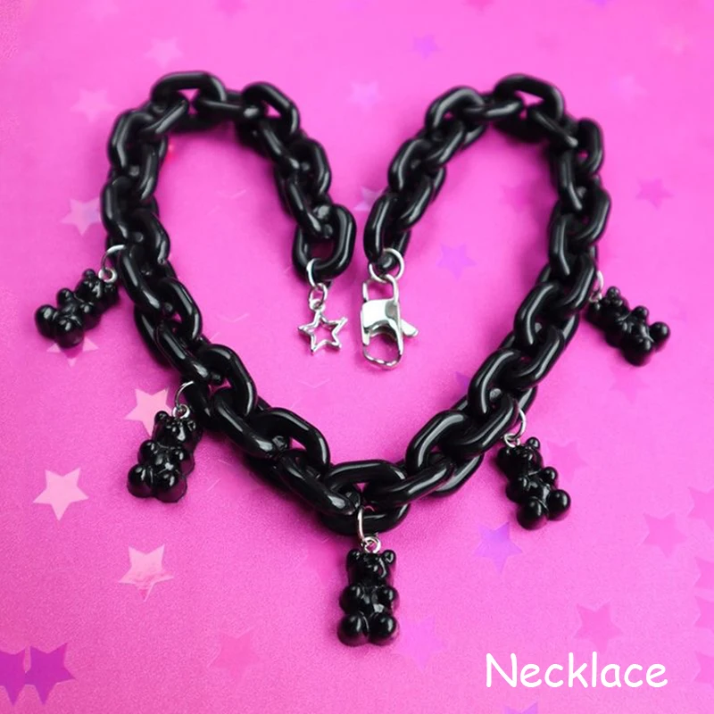 Egirl Jewelry Black Acrylic Bear Pendant Necklace for Women DIY Harajuku Kawaii Star Necklace 2000s Aesthetic Y2K Fashion Party
Egirl Jewelry Black Acrylic Bear Pendant Necklace for Women DIY Harajuku Kawaii Star Necklace 2000s Aesthetic Y2K Fashion Party