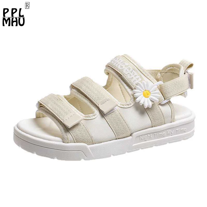 Сандалии женские на толстой подошве, босоножки с маргаритками, на липучке, пляжная обувь, Тапочки для увеличения роста, лето 2021 
Сандалии женские на толстой подошве, босоножки с маргаритками, на липучке, пляжная обувь, Тапочки для увеличения роста, лето 2021