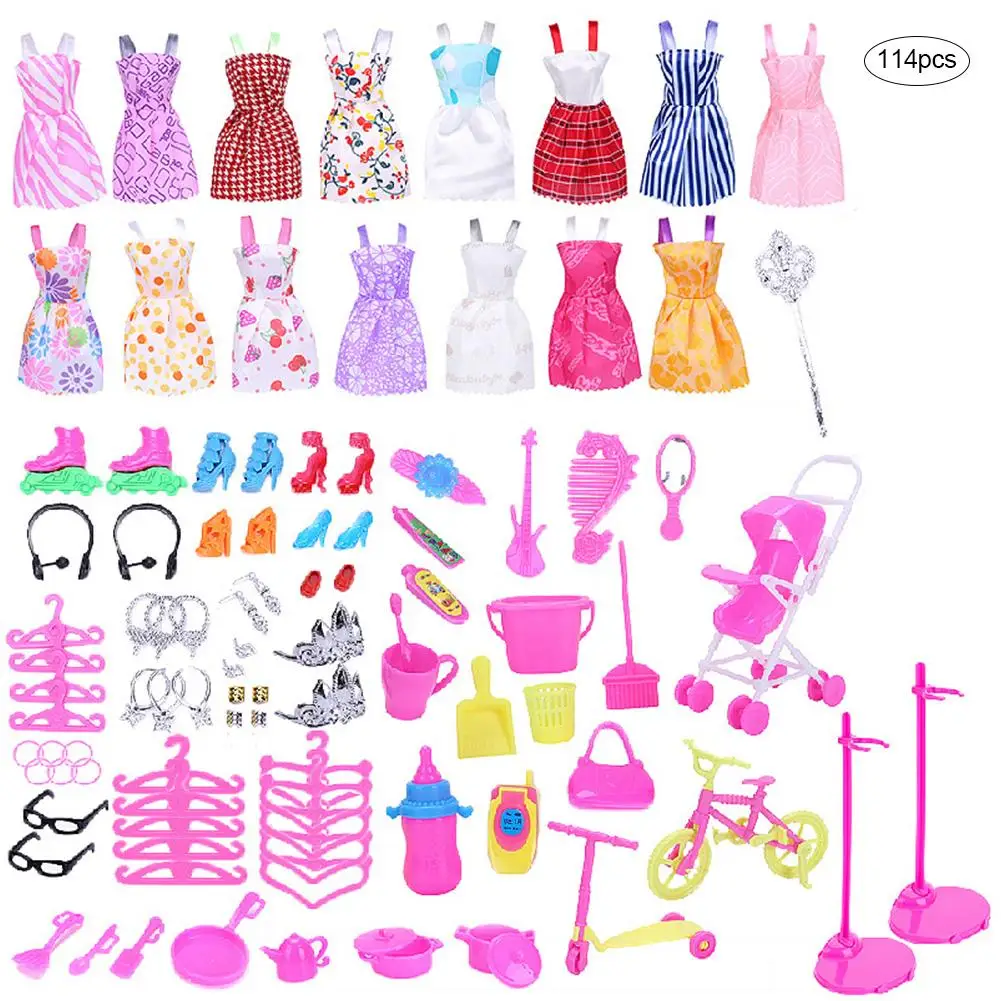 114 шт./компл. аксессуары для кукол мини-Кукла Одежда Платье обувь корона ожерелье кукла вешалка для одежды пластиковая игрушка для куклы Бар...
114 шт./компл. аксессуары для кукол мини-Кукла Одежда Платье обувь корона ожерелье кукла вешалка для одежды пластиковая игрушка для куклы Бар...