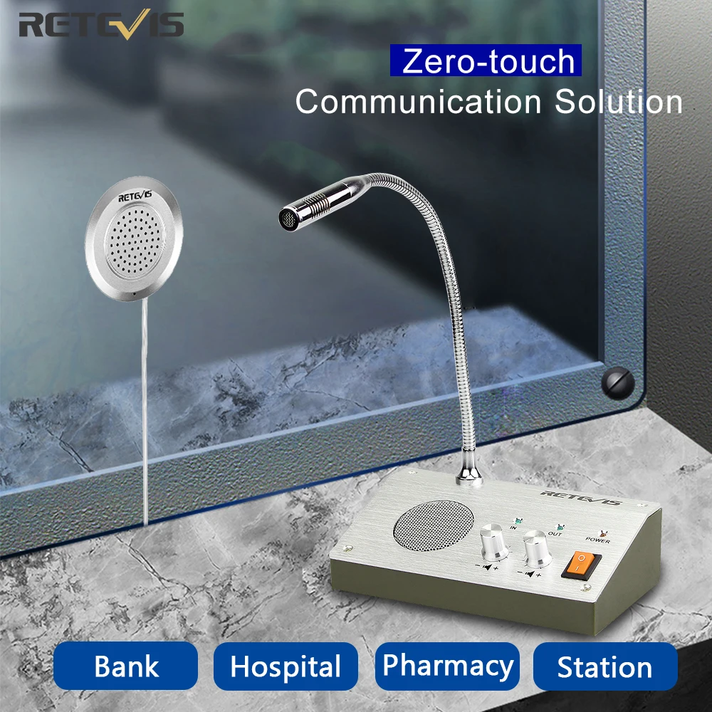 Retevis RT-9908 Dual Way Window Intercom System Bank Counter Interphone Two Way Intercom Intercom bank pharmacy Table Microphone
Retevis RT-9908 Dual Way Window Intercom System Bank Counter Interphone Two Way Intercom Intercom bank pharmacy Table Microphone