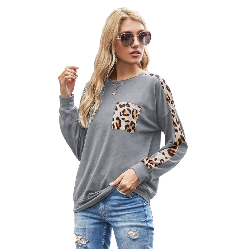 Women Long Sleeve O-Neck T-Shirt Leopard Striped Patchwork Loose Sweatshirt Tops
Women Long Sleeve O-Neck T-Shirt Leopard Striped Patchwork Loose Sweatshirt Tops