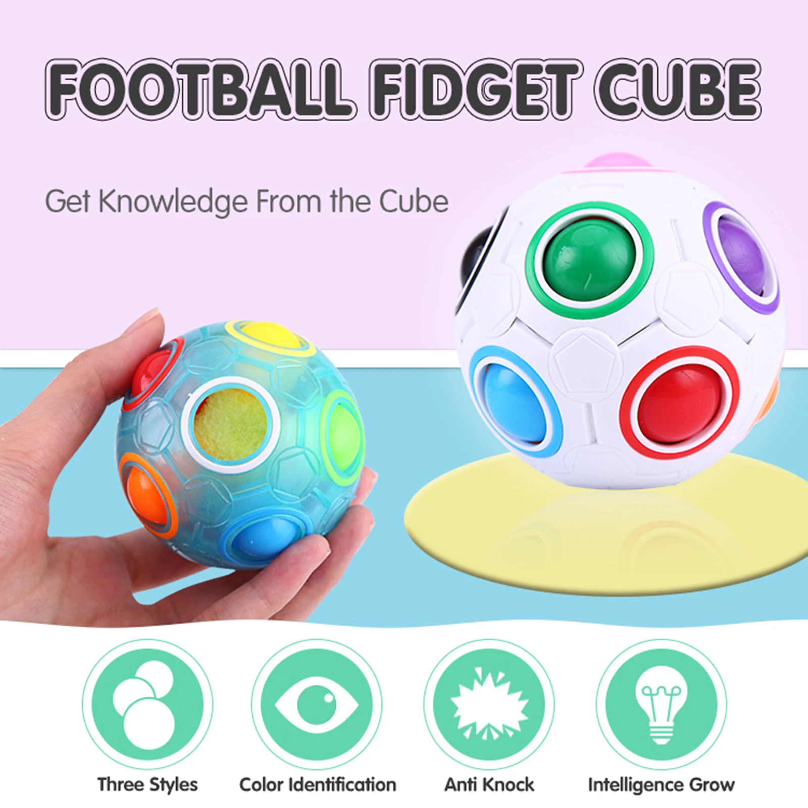 Creative Magic Cube Ball Antistress Rainbow Football Glowing Puzzle Montessori Kids Toys for Children Stress Reliever Toy
Creative Magic Cube Ball Antistress Rainbow Football Glowing Puzzle Montessori Kids Toys for Children Stress Reliever Toy
