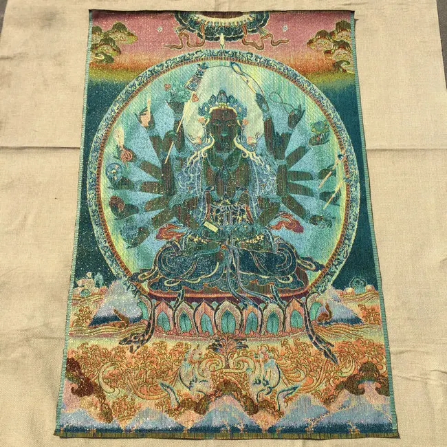 Tibetan Buddha Silk Embroidery Nepalese Golden Silk Old Thangka Portrait Weaving Embroidery Avalokitesvara Thangka
Tibetan Buddha Silk Embroidery Nepalese Golden Silk Old Thangka Portrait Weaving Embroidery Avalokitesvara Thangka