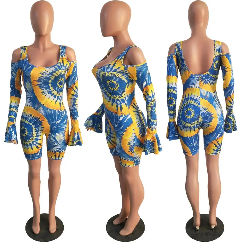 Hot - selling new European and American fashion casual sexy long - sleeve flared sleeve printed women's tight back jumpsuit
Hot - selling new European and American fashion casual sexy long - sleeve flared sleeve printed women's tight back jumpsuit