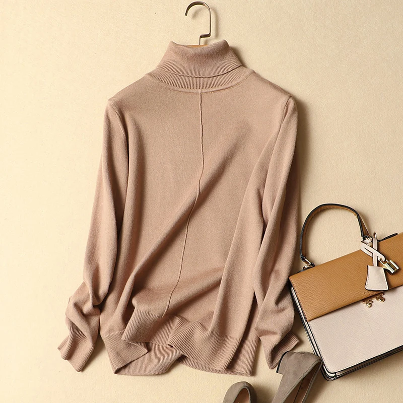 Женские свитера с высоким воротом и пуловеры, зима 2020, однотонные вязаные свитера, женские свободные вязаные свитера, высокое качество 
Женские свитера с высоким воротом и пуловеры, зима 2020, однотонные вязаные свитера, женские свободные вязаные свитера, высокое качество