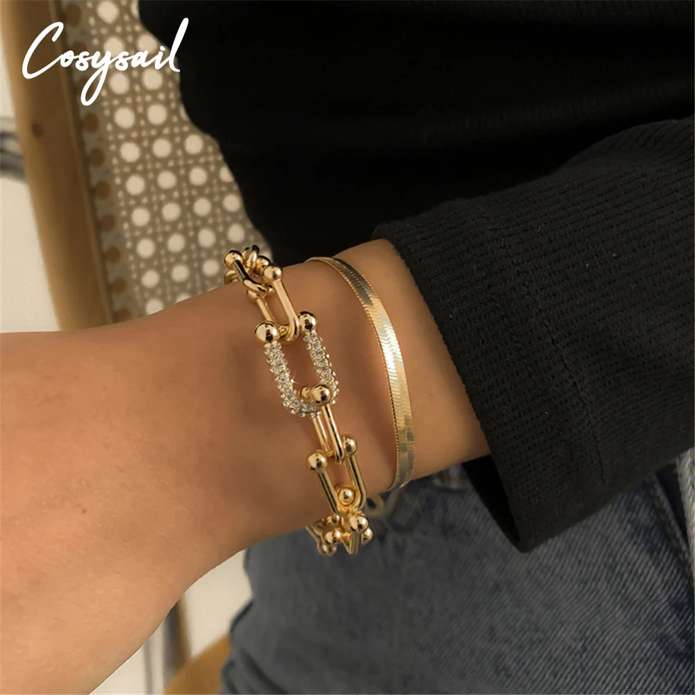 Cosysail 2Pcs/Set Designer original U-shaped Chain Bracelet Punk Snake Chain Zirconia Stone Chain Bracelet Set for Women Jewelry
Cosysail 2Pcs/Set Designer original U-shaped Chain Bracelet Punk Snake Chain Zirconia Stone Chain Bracelet Set for Women Jewelry