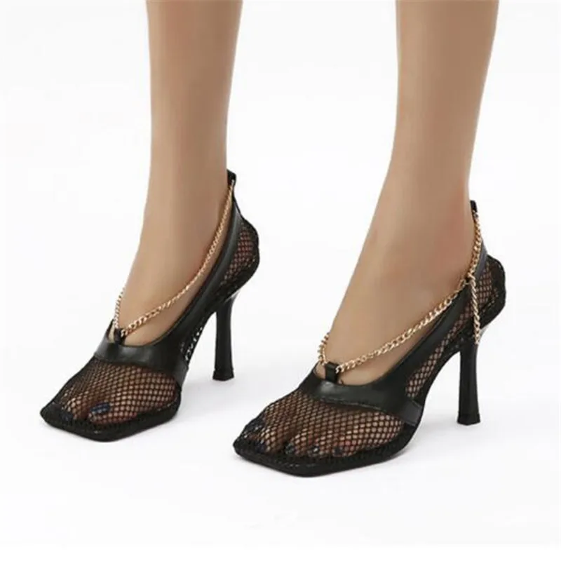 2020 New Autumn Sexy Mesh Pumps sandals Female Square Toe high heel Chain Stiletto hollow Pumps shoes 10CM
2020 New Autumn Sexy Mesh Pumps sandals Female Square Toe high heel Chain Stiletto hollow Pumps shoes 10CM