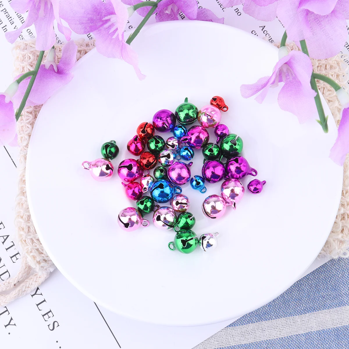 300 Pcs Colorful Christmas Jingle Bells 6mm 8mm 10mm Assorted Sizes Environmentally Friendly Plating Xmas Party | Дом и сад