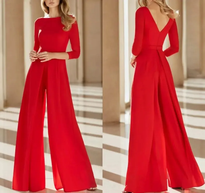 Jumpsuits Evening Party Dress 2022 Red Jewel Floor Length Chiffon 3/4 Sleeve Pageant Prom Gown Vestidos Robe De Soiree
Jumpsuits Evening Party Dress 2022 Red Jewel Floor Length Chiffon 3/4 Sleeve Pageant Prom Gown Vestidos Robe De Soiree