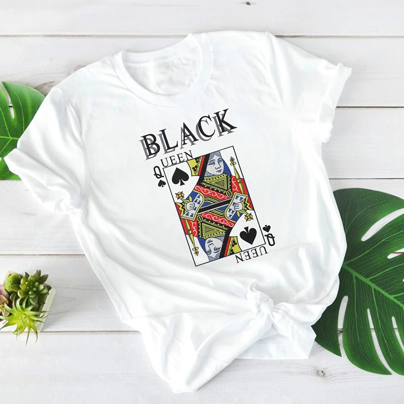 Black Queen Poker Card Feminist Women T-Shirt Street Style Harajuku Hipster Funny Tee White O Neck Kawaii Cute Top
Black Queen Poker Card Feminist Women T-Shirt Street Style Harajuku Hipster Funny Tee White O Neck Kawaii Cute Top