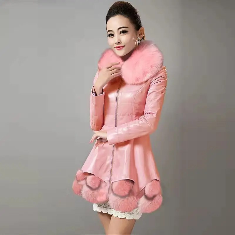 New Imitation Fox fur collar Hooded PU leather Jacket Winter Warm Jackets Womens Plus size Jackets Windproof Overcoat H107
New Imitation Fox fur collar Hooded PU leather Jacket Winter Warm Jackets Womens Plus size Jackets Windproof Overcoat H107